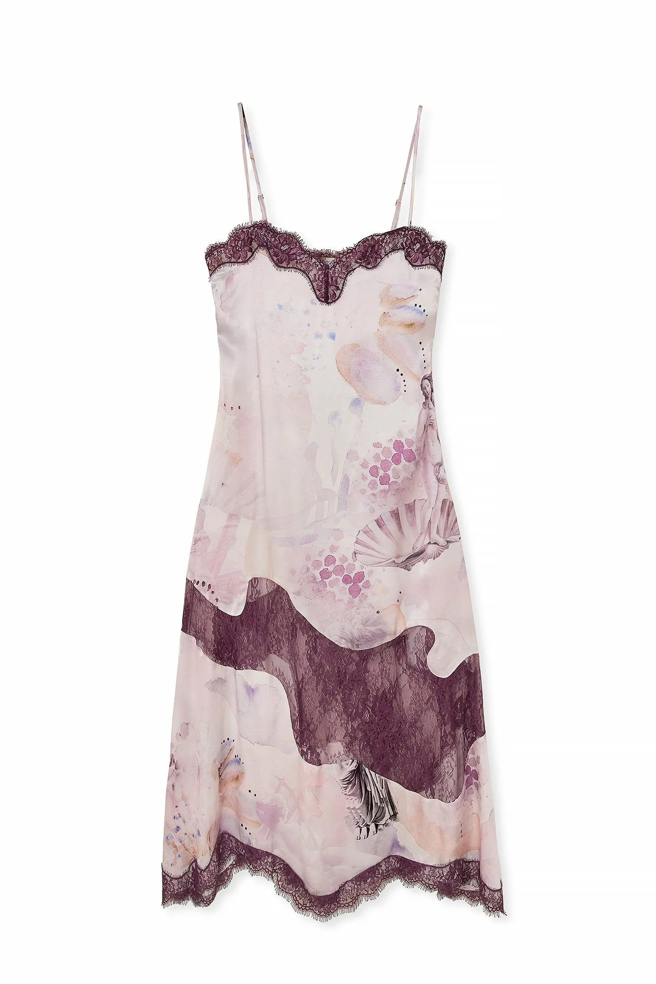 Kleid mit Skulptur-Collagen-Print und Spitzendetails