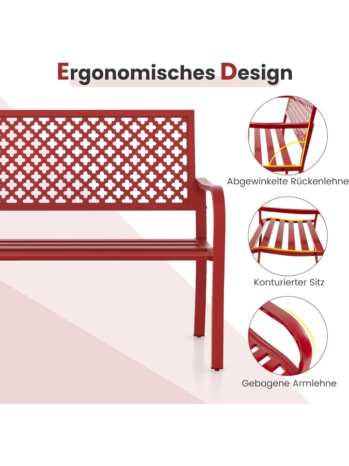COSTWAY Gartenbank Metall 127x62x86cm in Rot günstig kaufen onesize