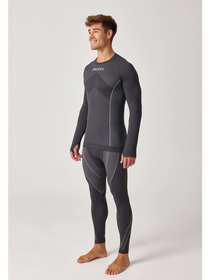 SNOCKS Thermounterwäsche mit Daumenloch 1 Set in Grau günstig kaufen