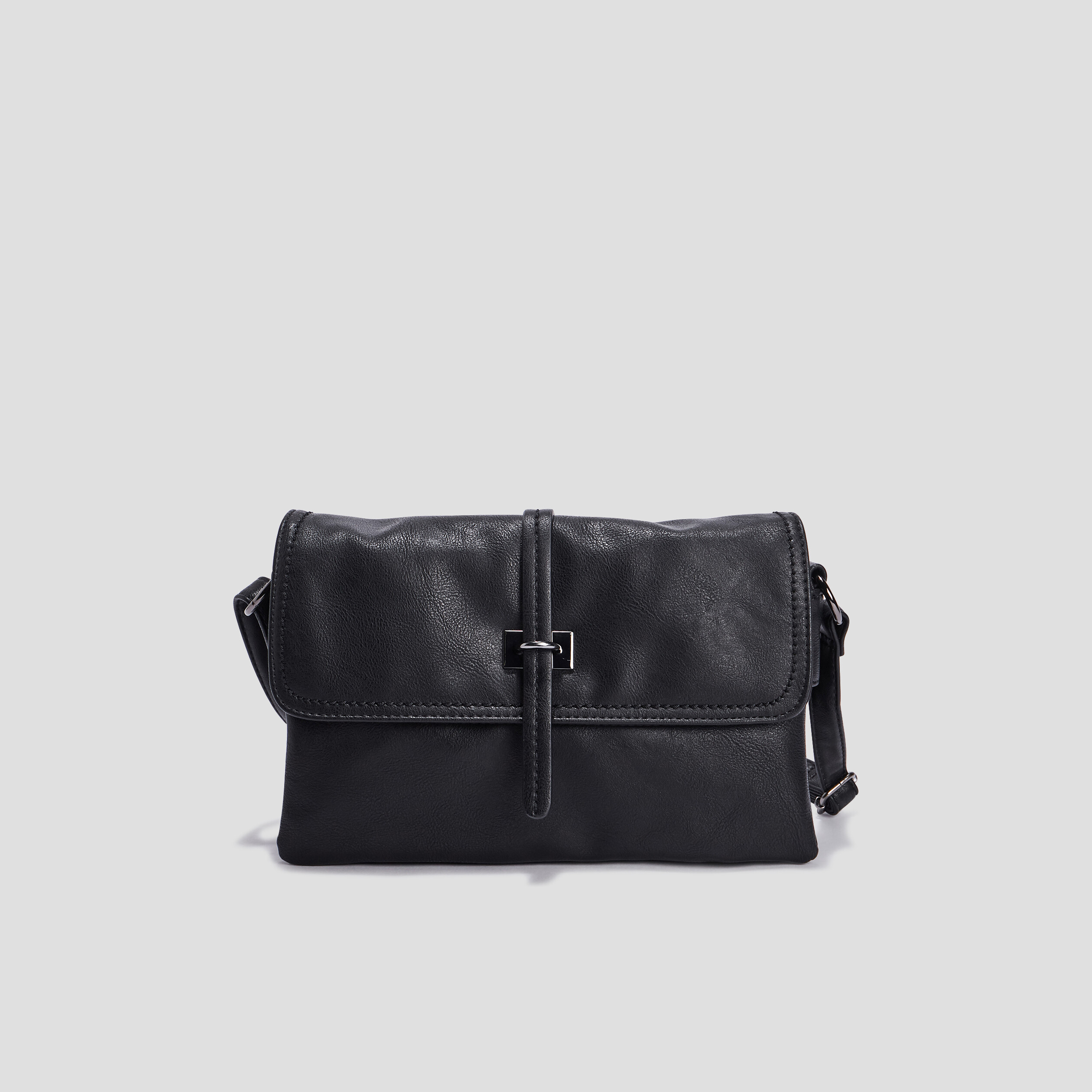 Sac bandoulière à rabat rectangulaire noir femme | La Halle