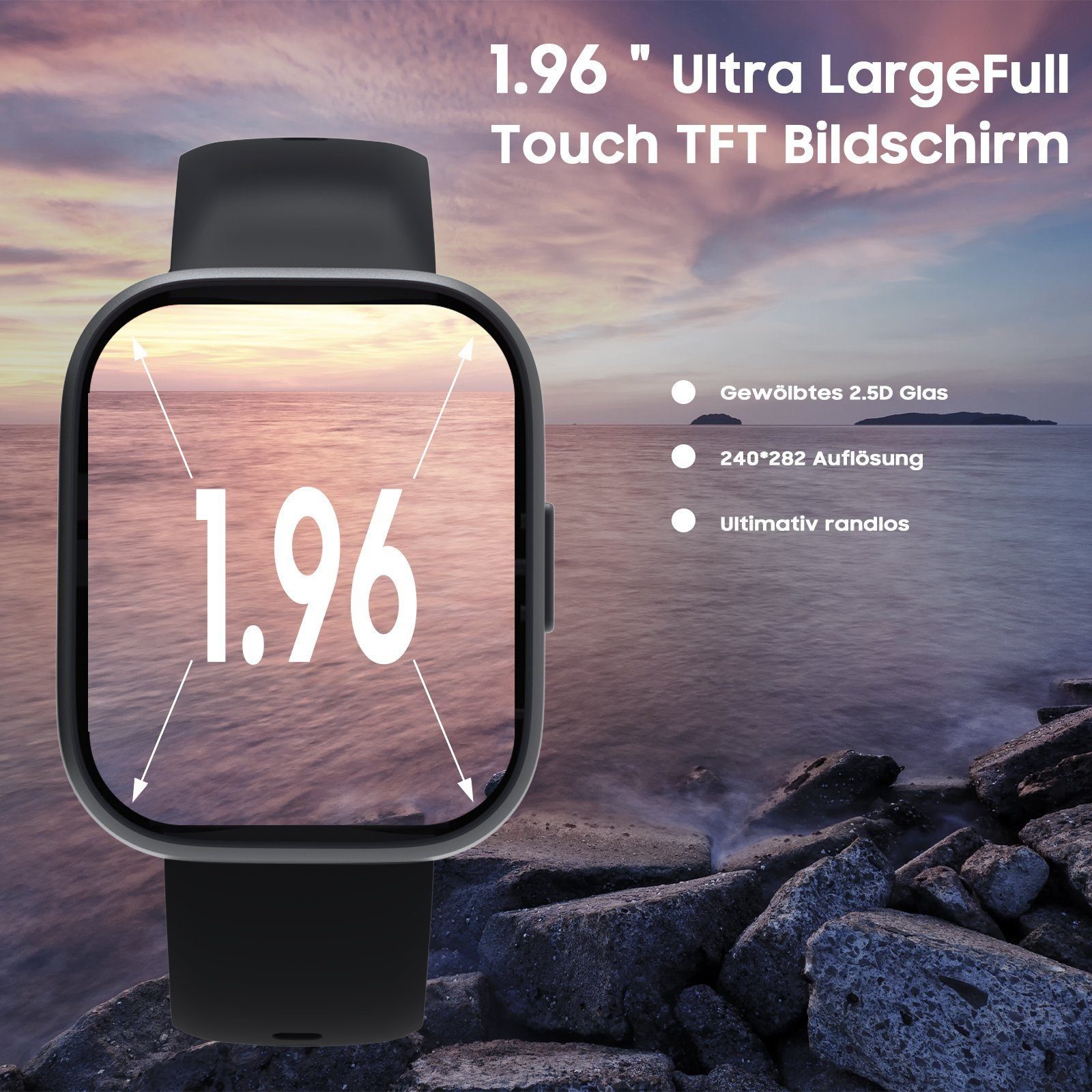 iceagle Smartwatch für Männer Frauen,1.96