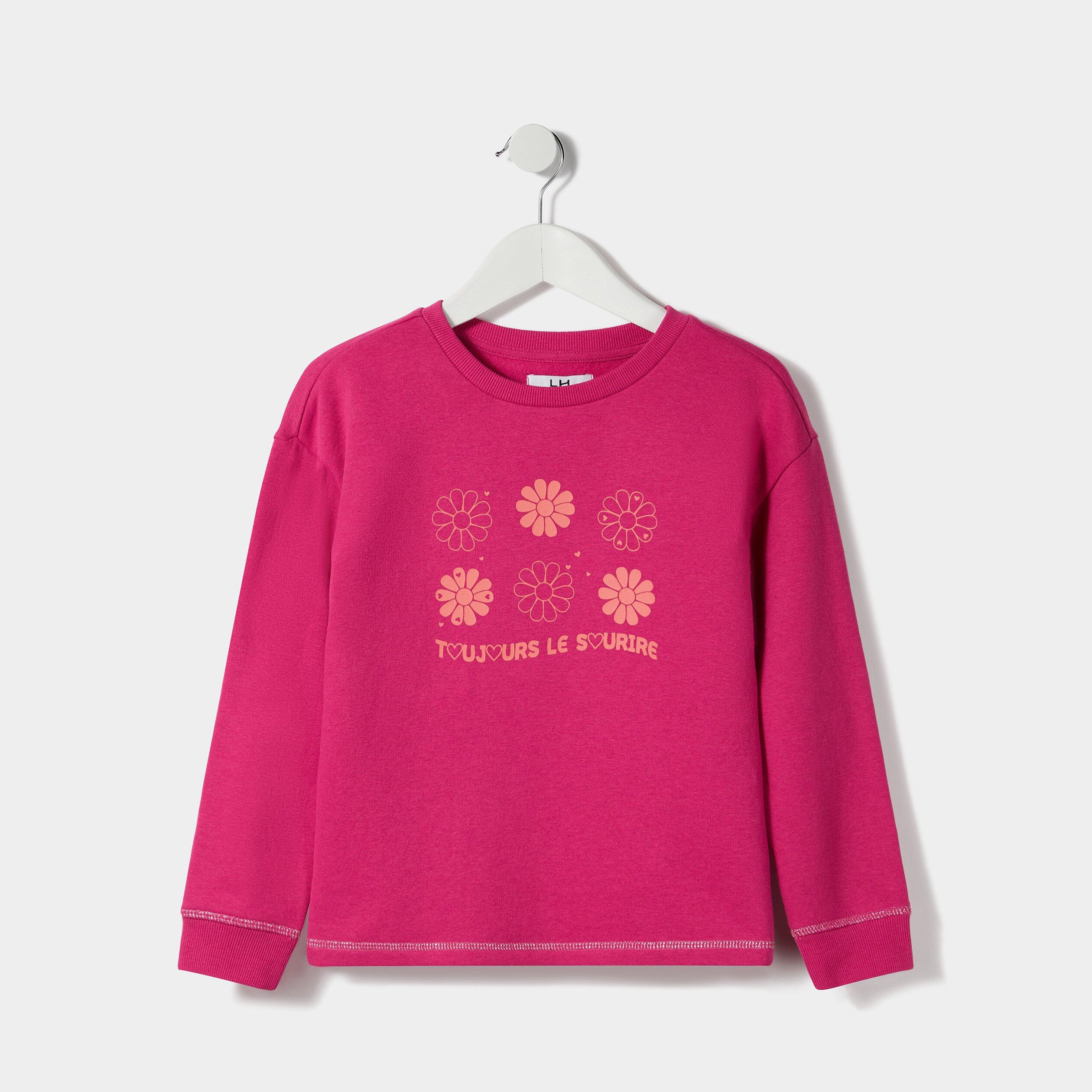 Sweat avec col rond rose fushia fille | La Halle