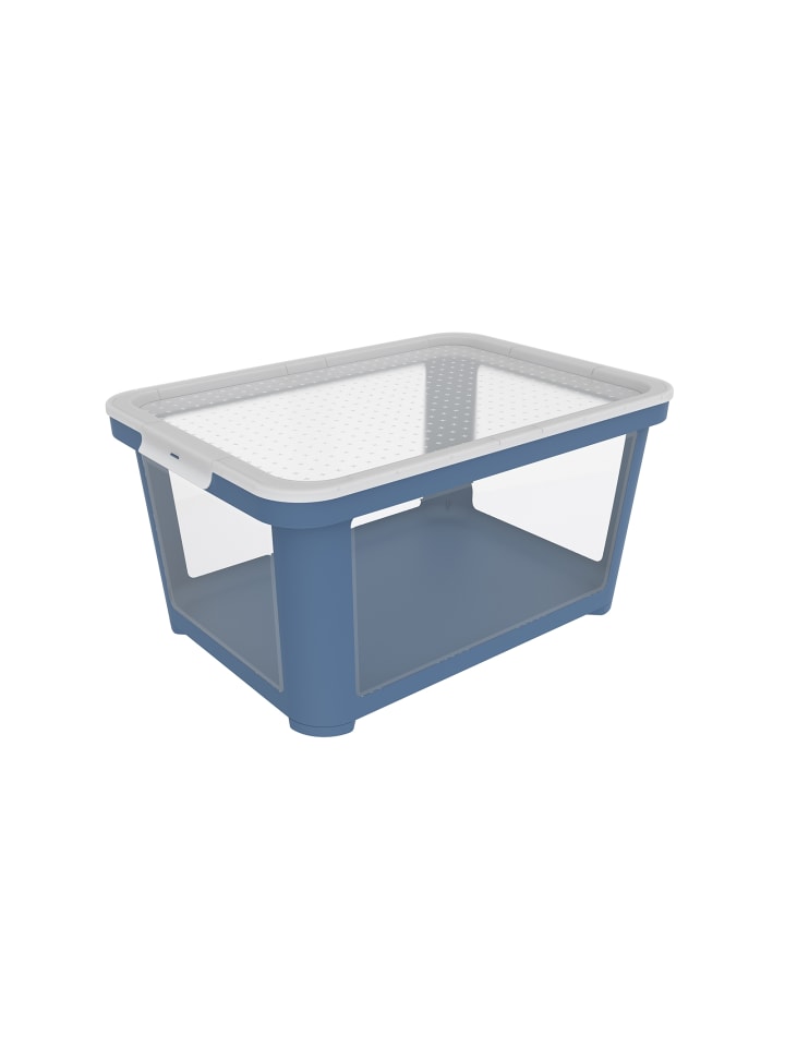 Rotho Albris Aufbewahrungsbox 45l mit Deckel, Kunststoff (PP recycelt) in Horizontblau günstig kaufen onesize