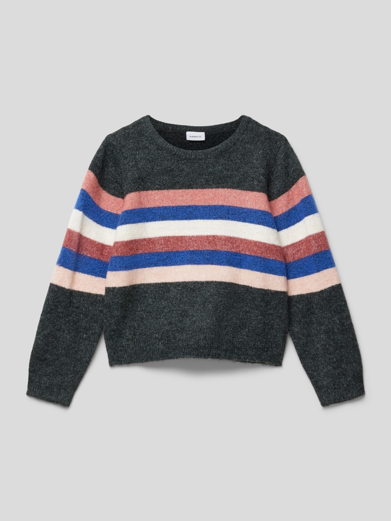Strickpullover mit Streifenmuster in blau