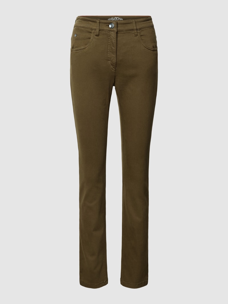Slim Fit Jeans mit Stretch-Anteil Modell 'TWIGY' in olivgrün