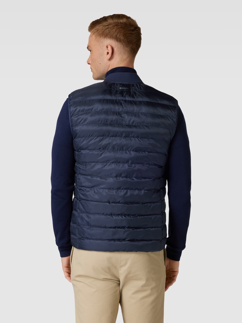 Steppweste mit Label-Print in marineblau
