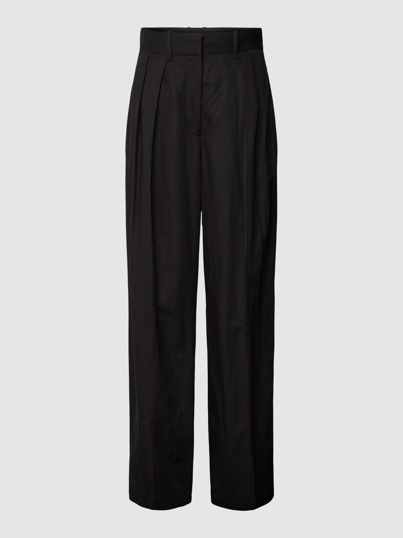 Stoffhose mit Bundfalten Modell 'BIEL' in schwarz