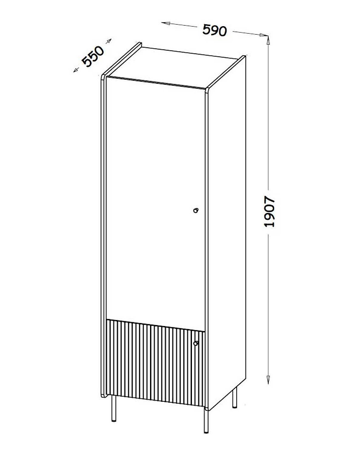 Kleiderschrank Drehtürenschrank Pereto 59x55x190cm 2-türig