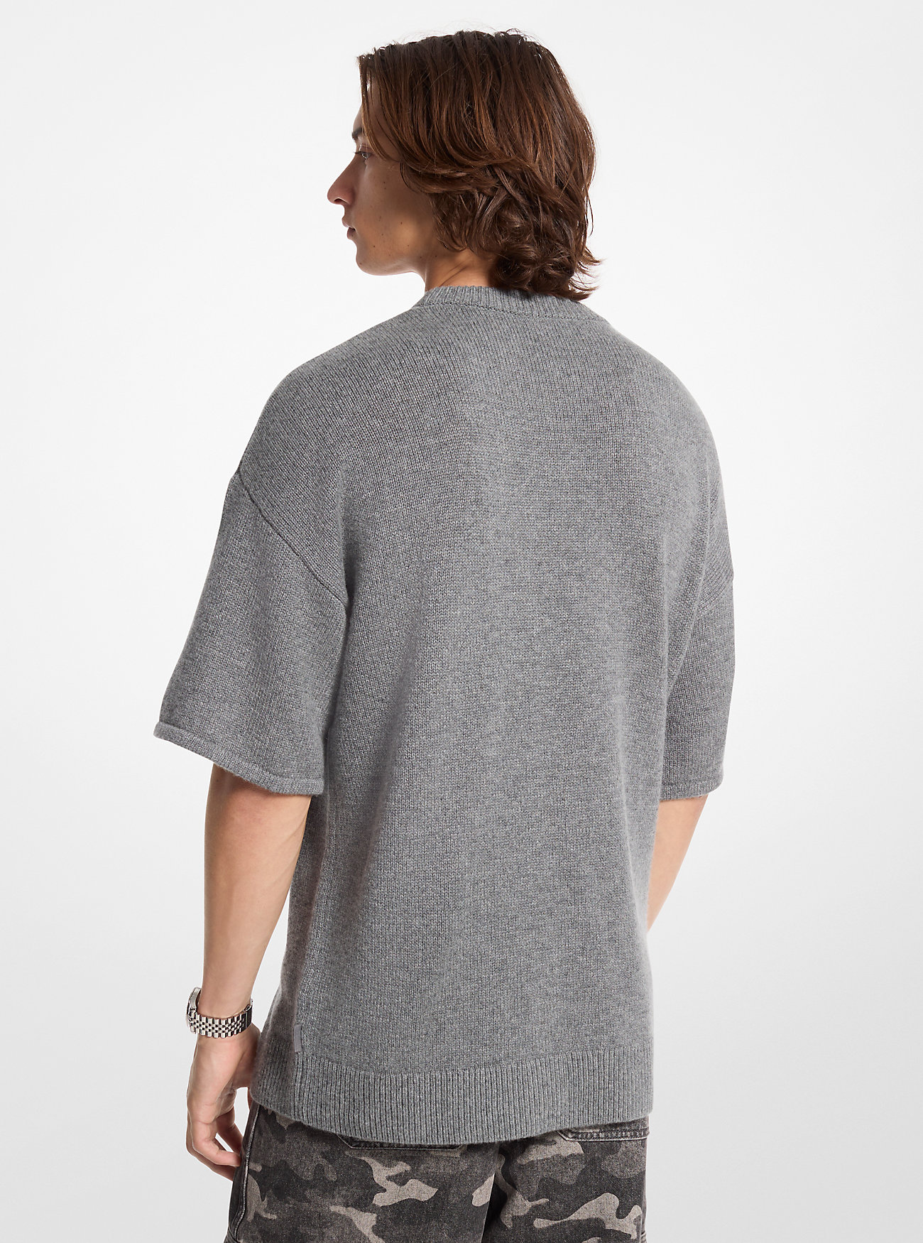 Wool and Cashmere Blend Short-Sleeve Sweater - ASH