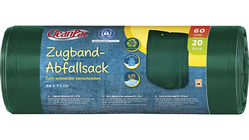 CleanPac Zugband-Abfallsack 60 Liter