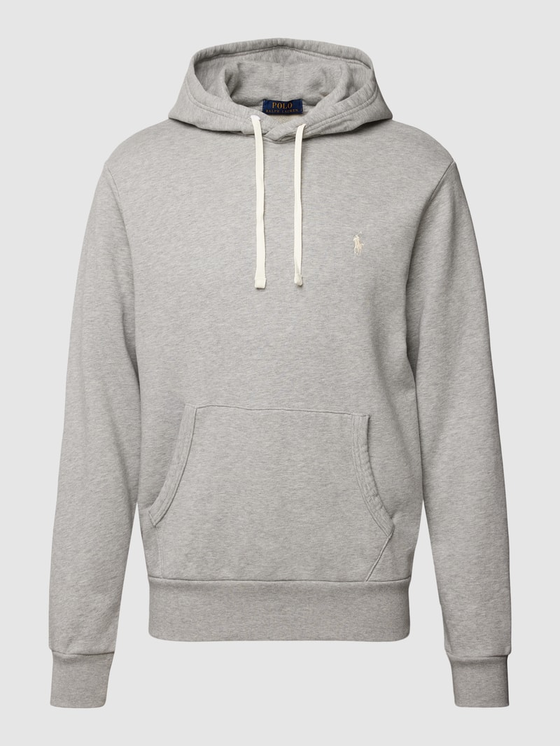 Hoodie mit Label-Stitching in hellgrau