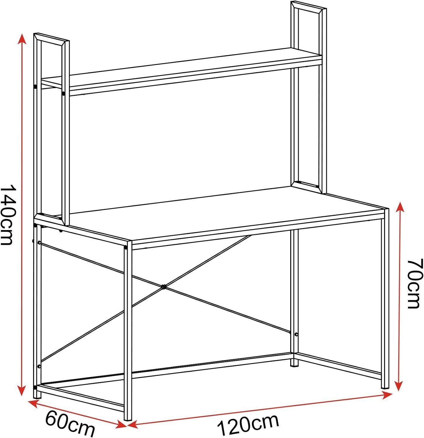 Woltu Computertisch (1-St), Schreibtisch mit 2 Ablage, aus Holz und Stahl