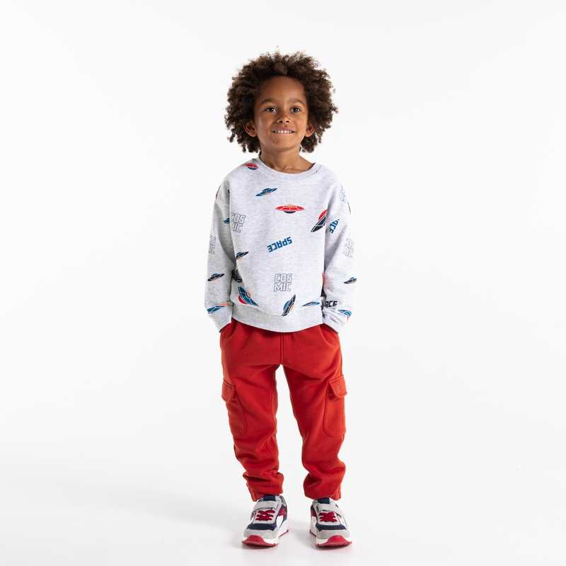 Jogging uni à poches cargo orange garçon