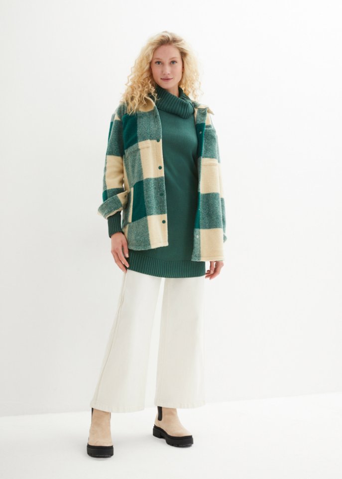 Baumwoll Longpullover mit Stehkragen