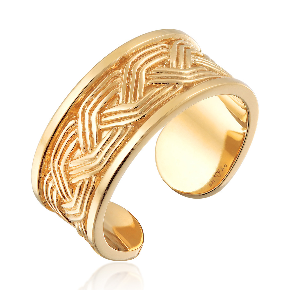 KUZZOI KUZZOI Bague Hommes bande ornement design ouvert en argent sterling 925 Bague