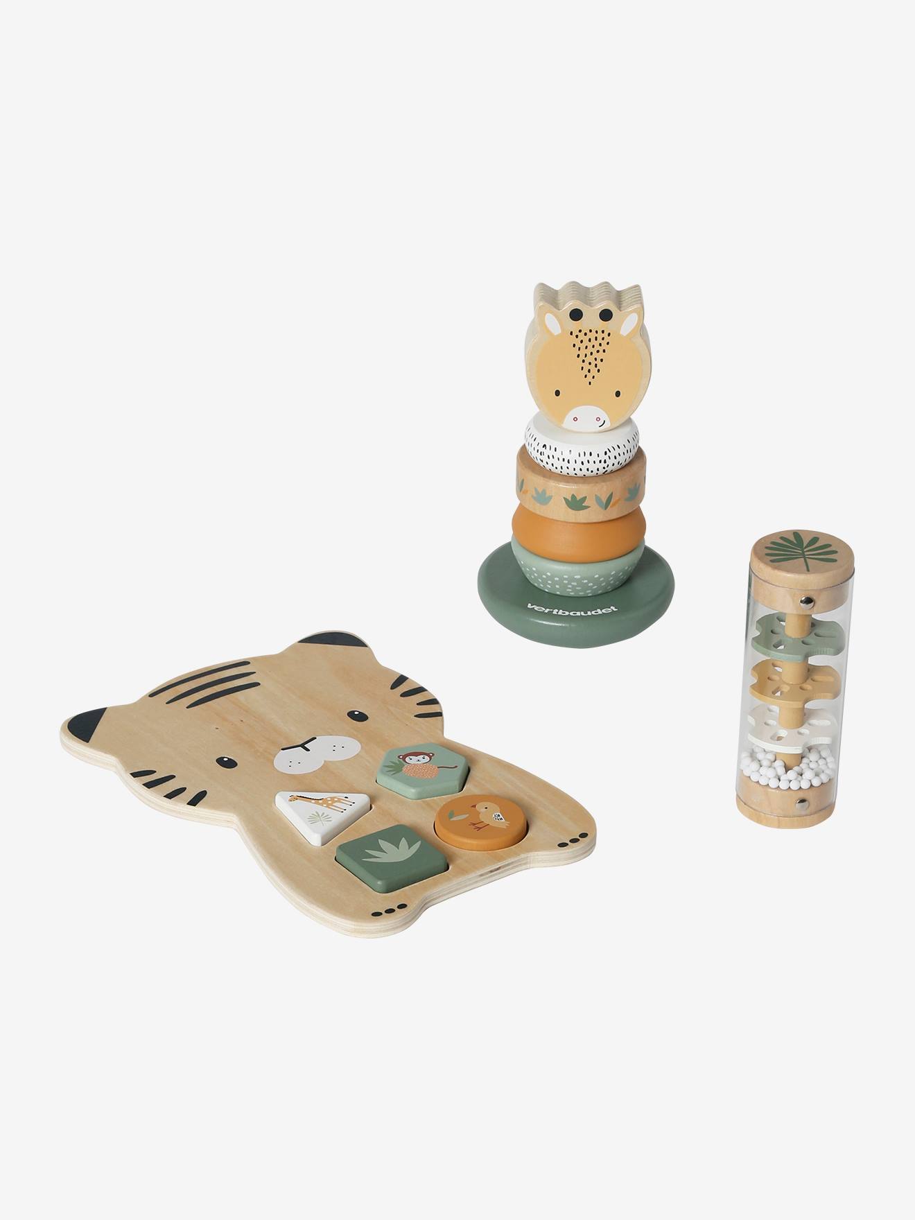 Coffret 3 jeux d'éveil TANZANIE en bois FSC® jaune