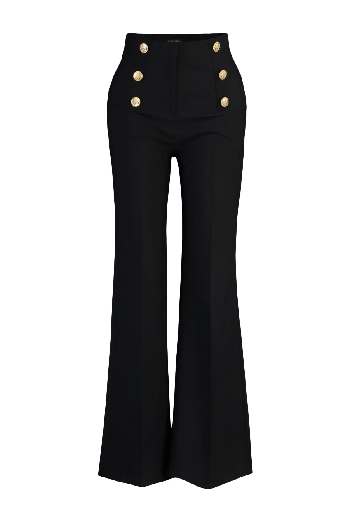 Trendyol Curve  Schwarze Erholungshose mit spanischem Bein, gewebt TBBAW23AR00057