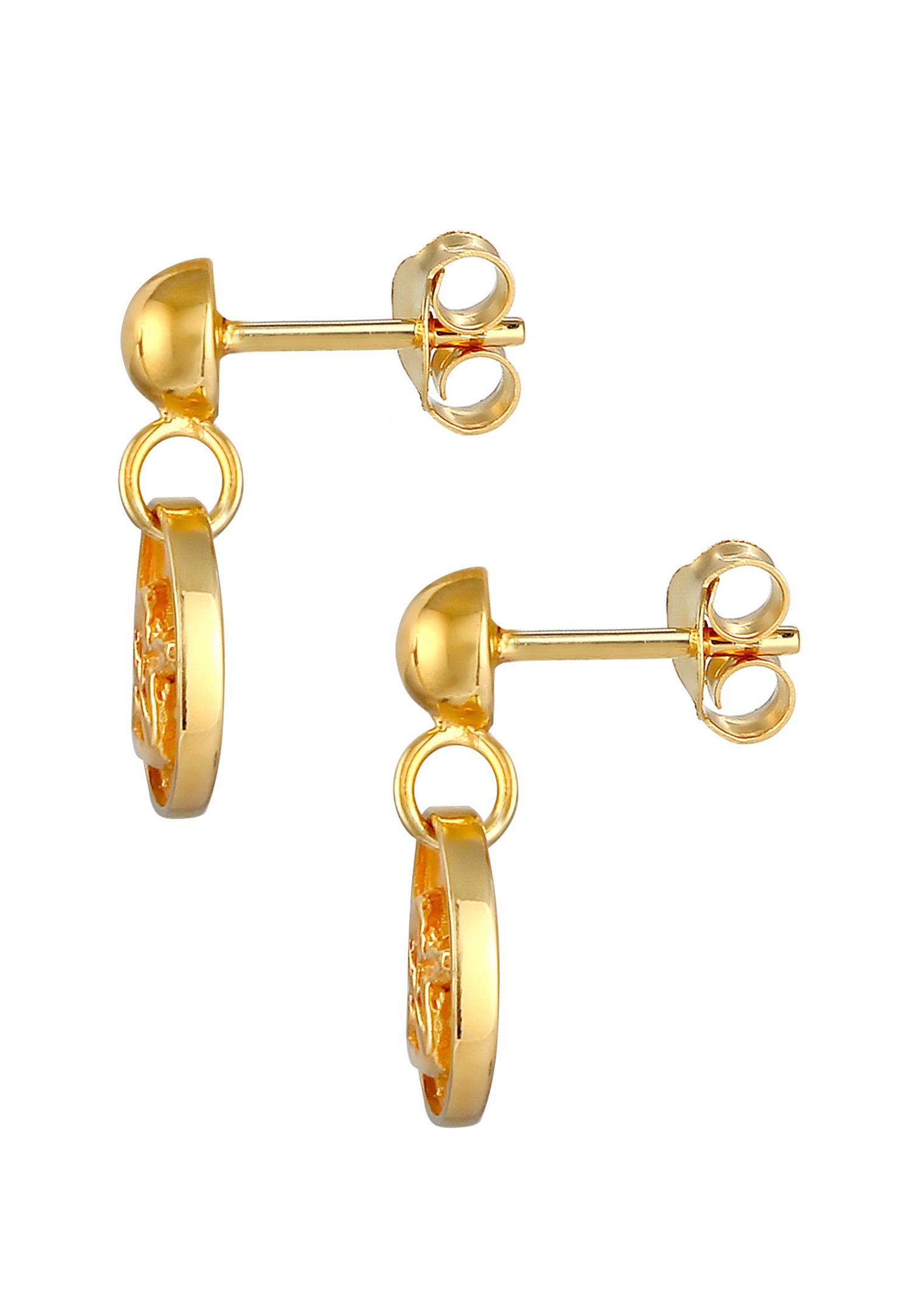 Elli Ladies Plug Flat Angel Earrings i 925 sterlingsølv forgylt