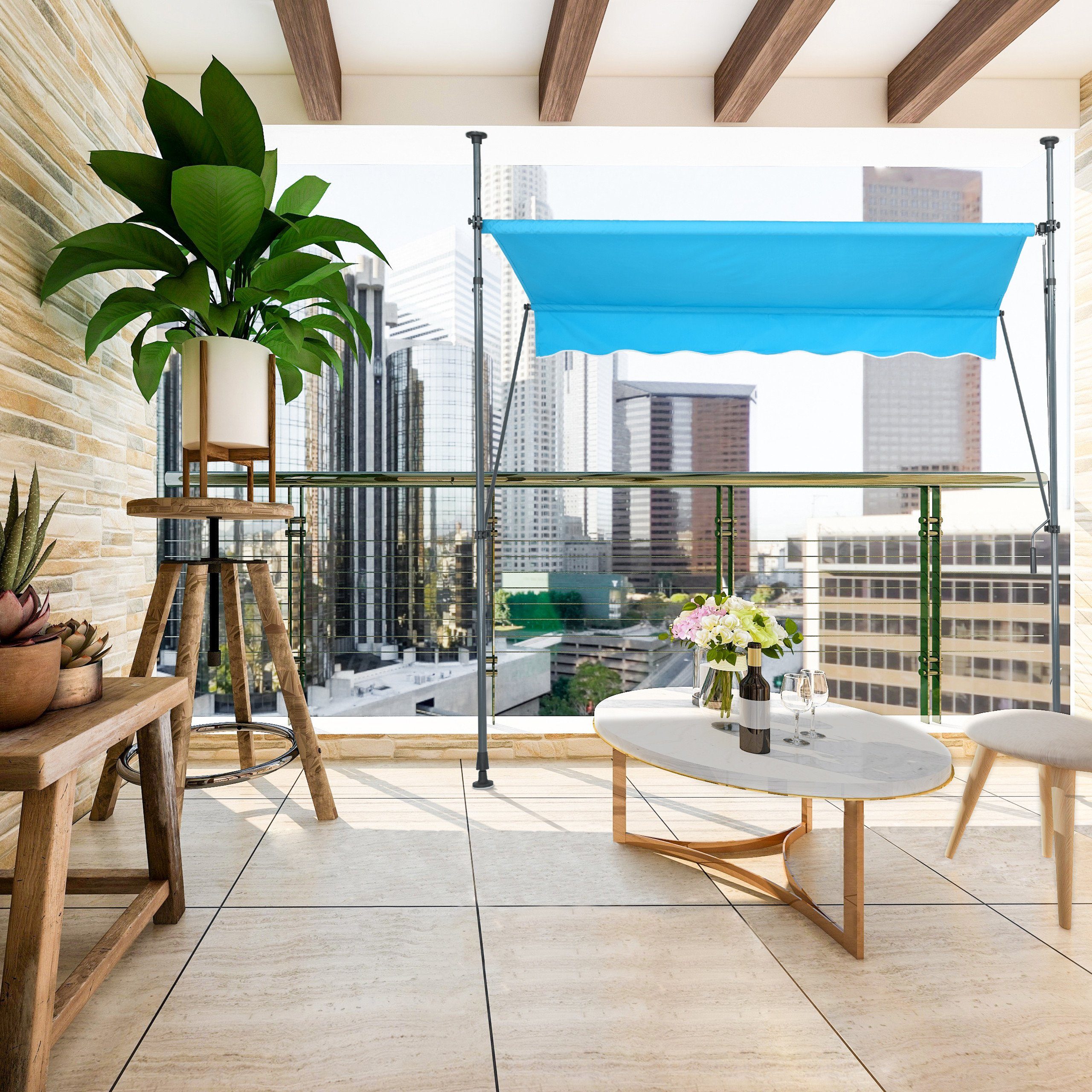 relaxdays Klemmmarkise Klemmmarkise für Balkon 150 x 120 cm
