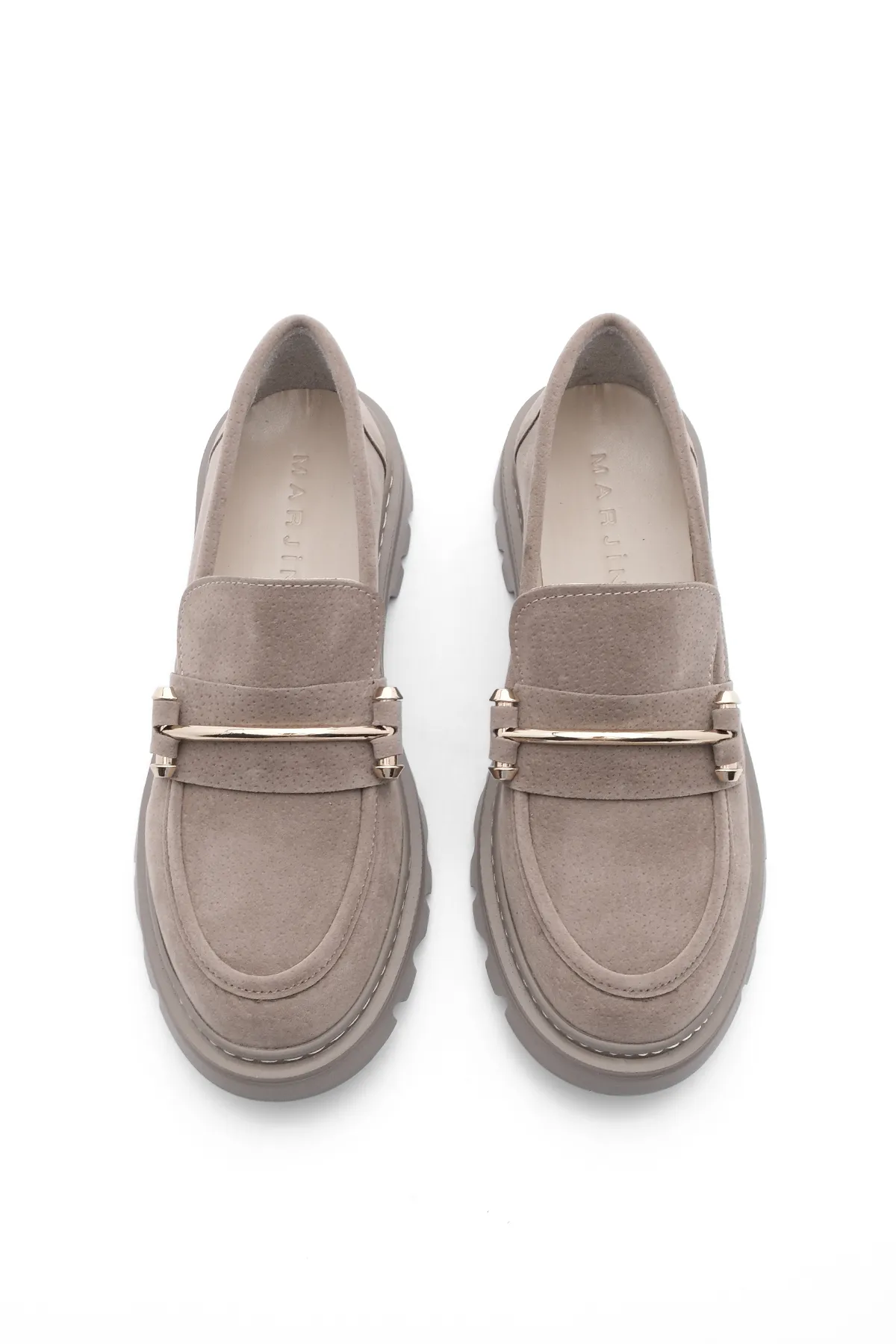 Marjin  Damen Loafer Dicke Sohle Kette Freizeitschuhe Zolez Nerz