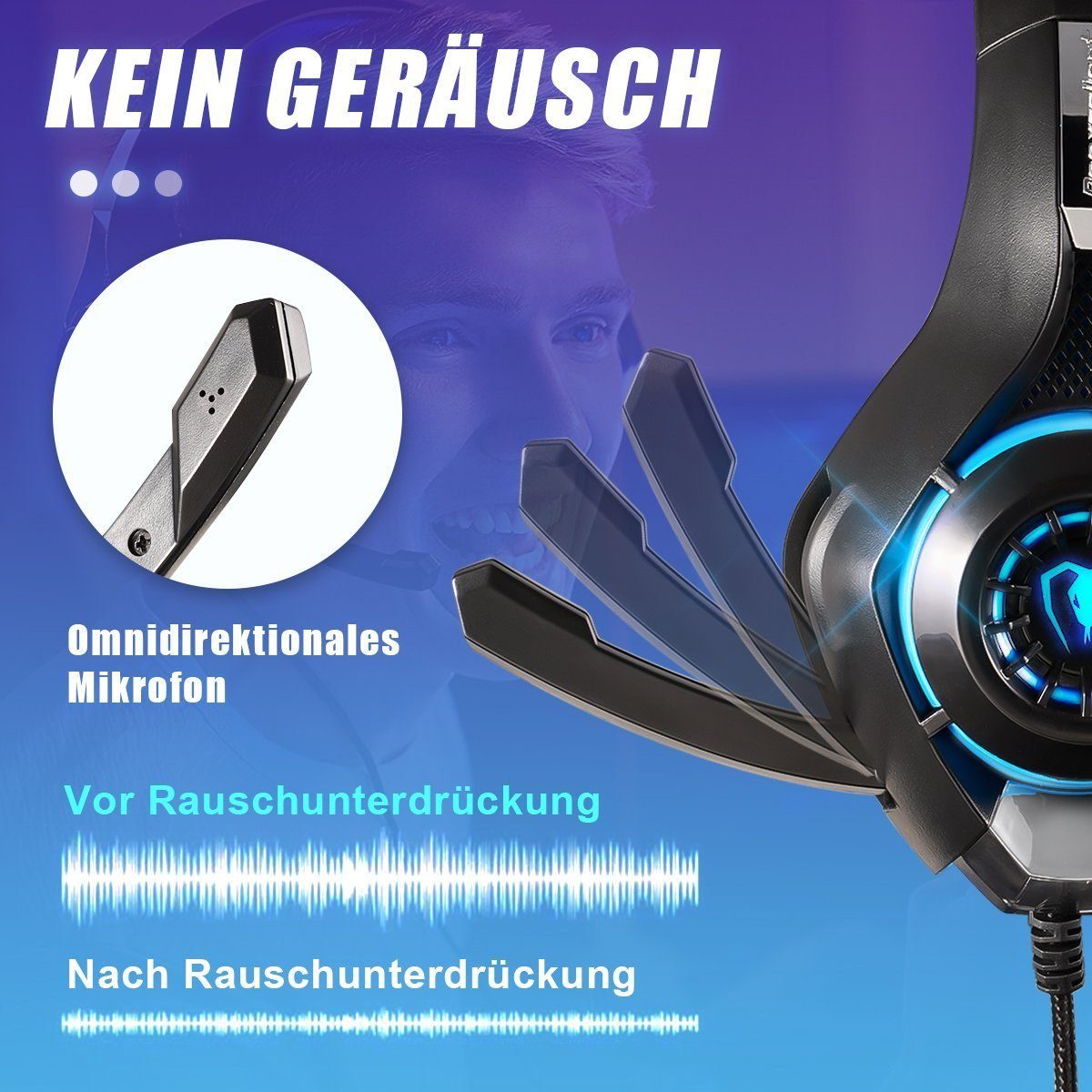 DOPWii Gaming Headset für PS4 PS5 PC Xbox Series,3.5 mm Deep Bass Stereo Headset