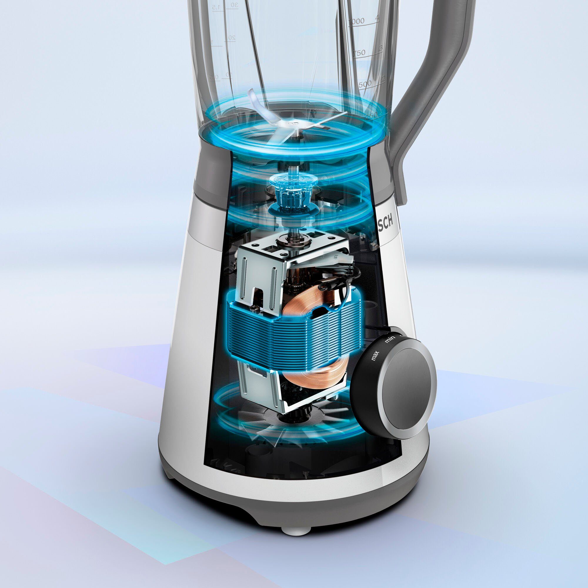 BOSCH Standmixer MMB6174SN VitaPower, 1200 W, 30.000 U/Min,ThermoSafe Glasbehälter 1,5L,inkl. Stößel+Flasche 0,6L