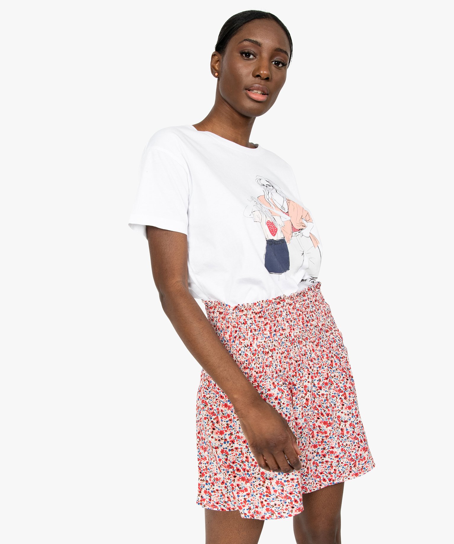 Tee-shirt femme avec motif mère fille et strass imprime | GEMO