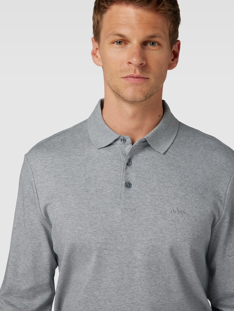 Poloshirt mit Label-Detail Modell 'PADO' in hellgrau