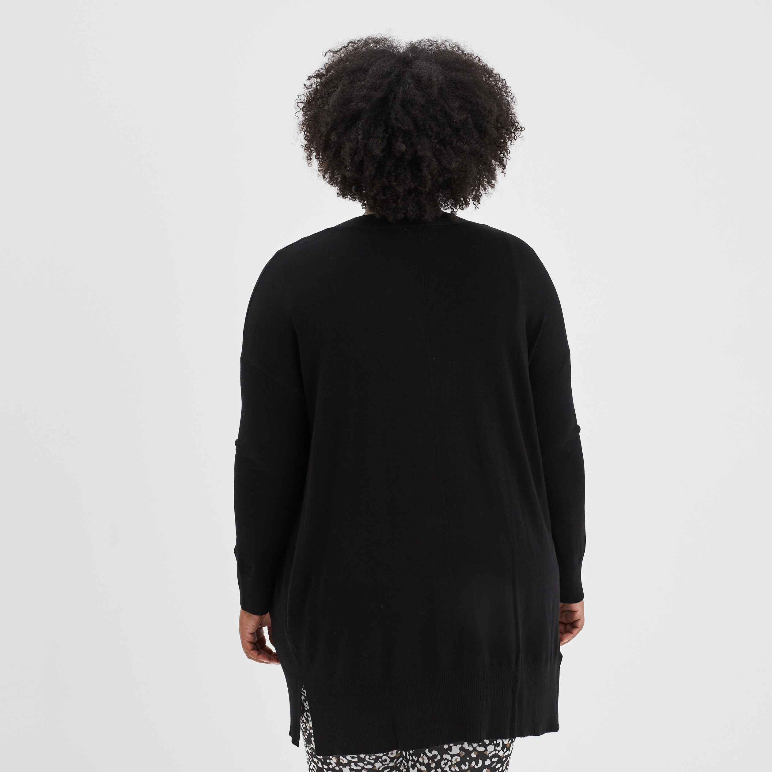 Gilet long droit avec poches noir femme grande taille | La Halle