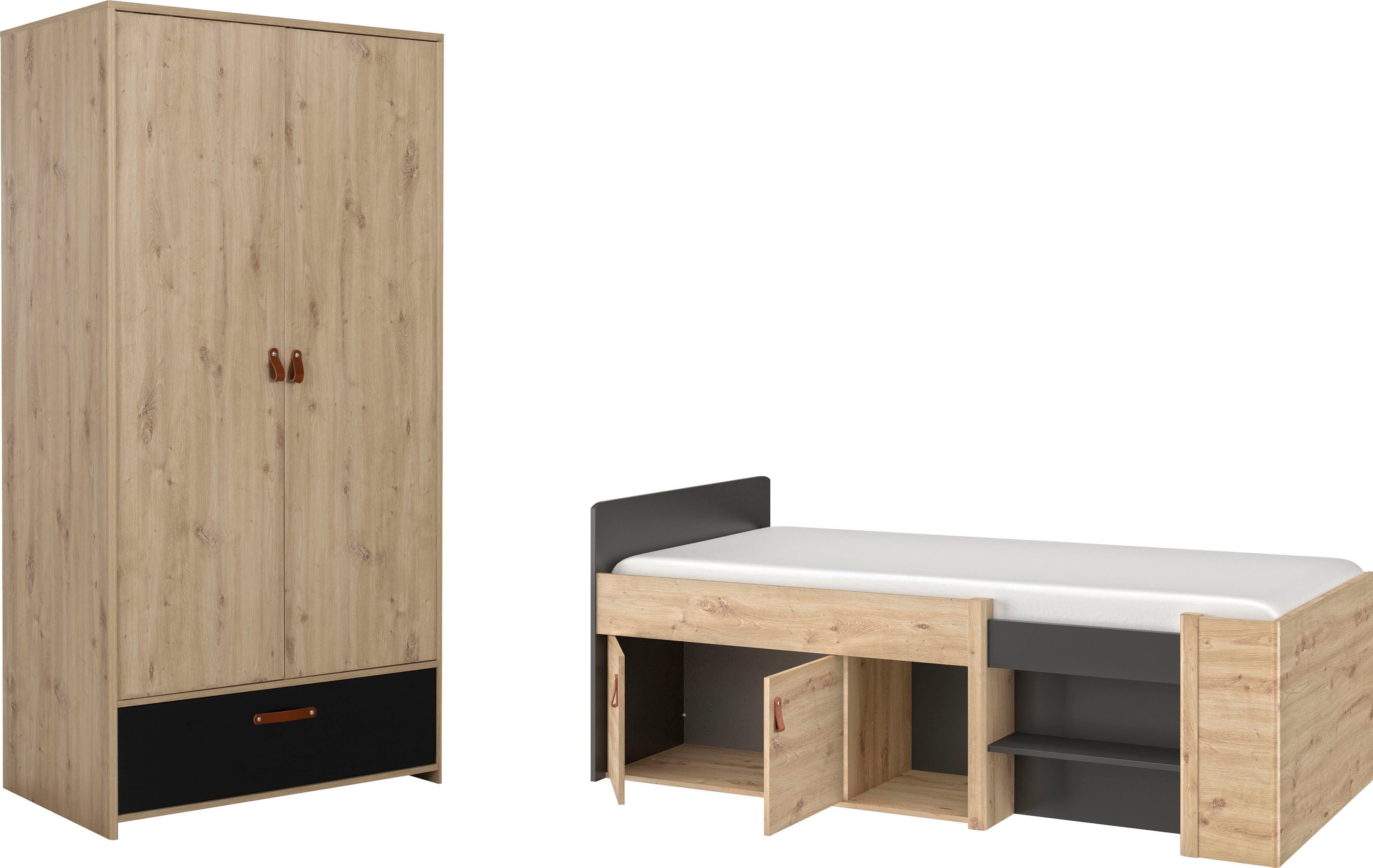 Gami Jugendzimmer-Set Arthus, (2-St., Funktionsbett, Kleiderschrank)