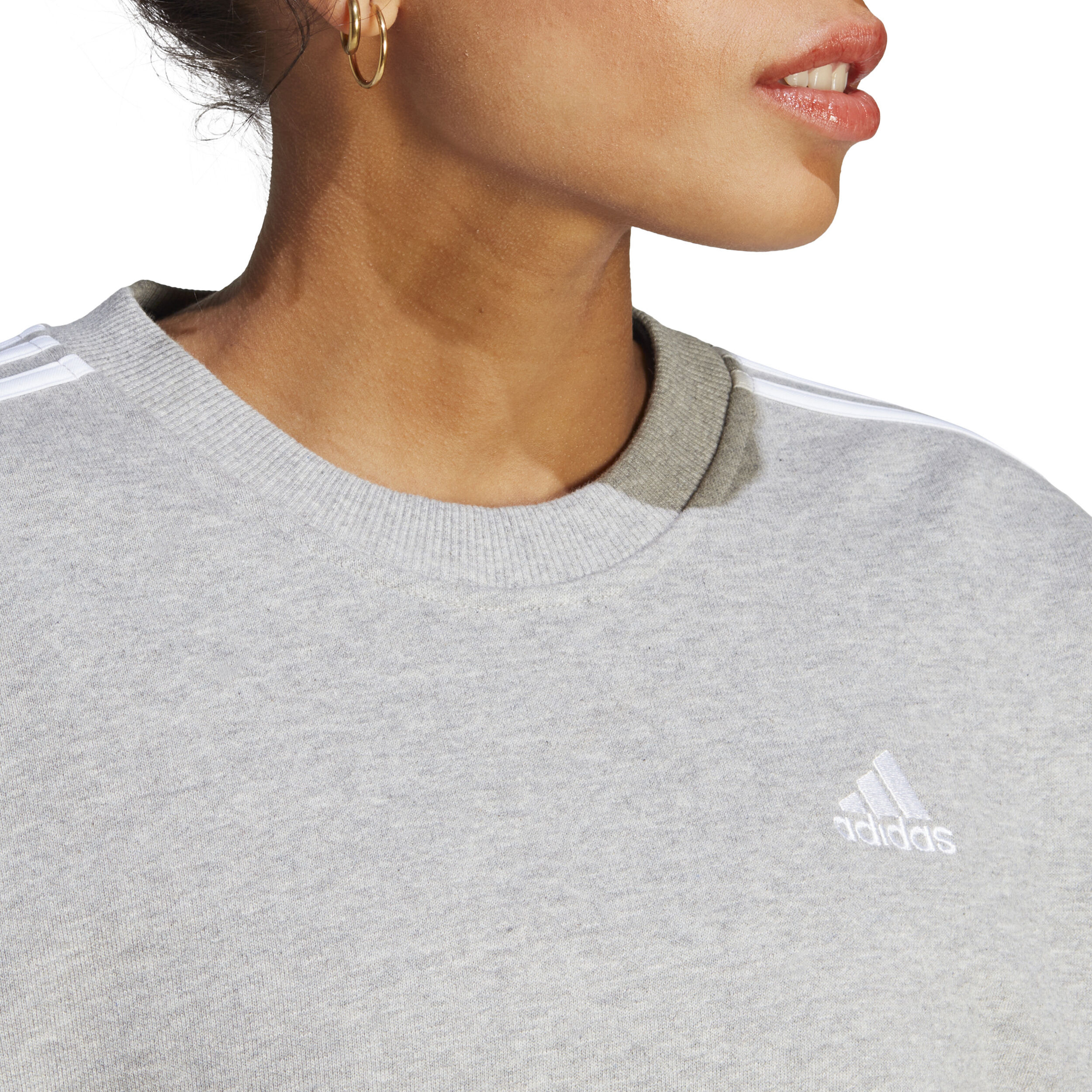 3 Stripes Sweatshirt Damen - Grau, Weiß