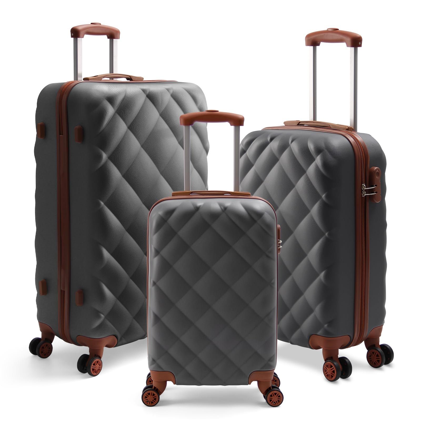 HOMELUX Trolleyset Kofferset 3 Teilig Hartschale Reisekoffer ABS, 4 Rollen, (set, 3 tlg., 3), Trolley Rollkoffer Hartschalenkoffer Set - M-L-XL
