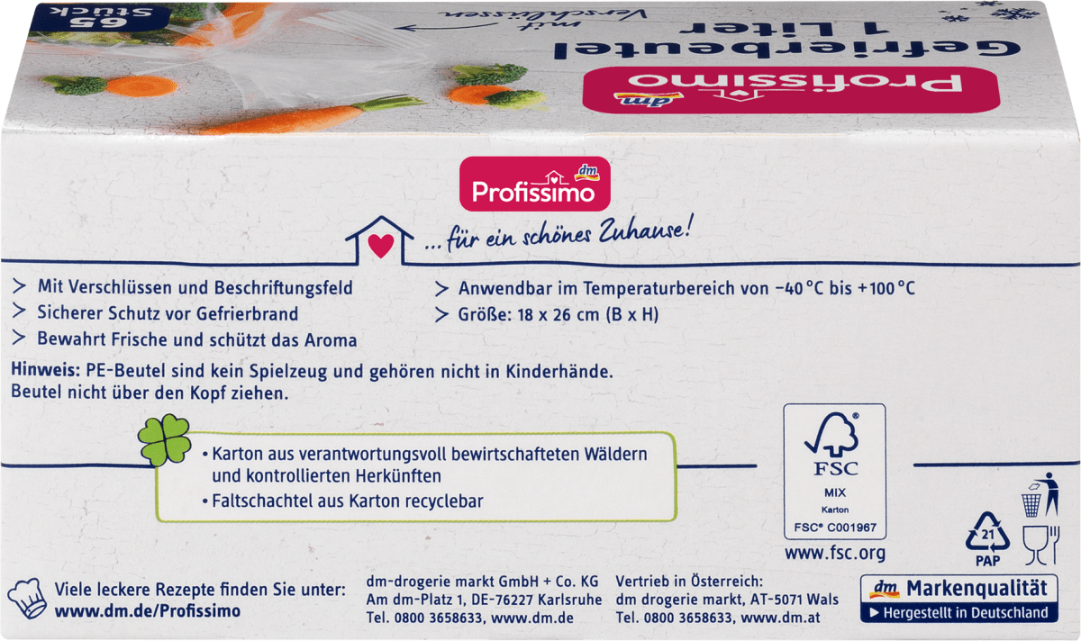 Gefrierbeutel 1 l mit Verschlüssen, 65 St