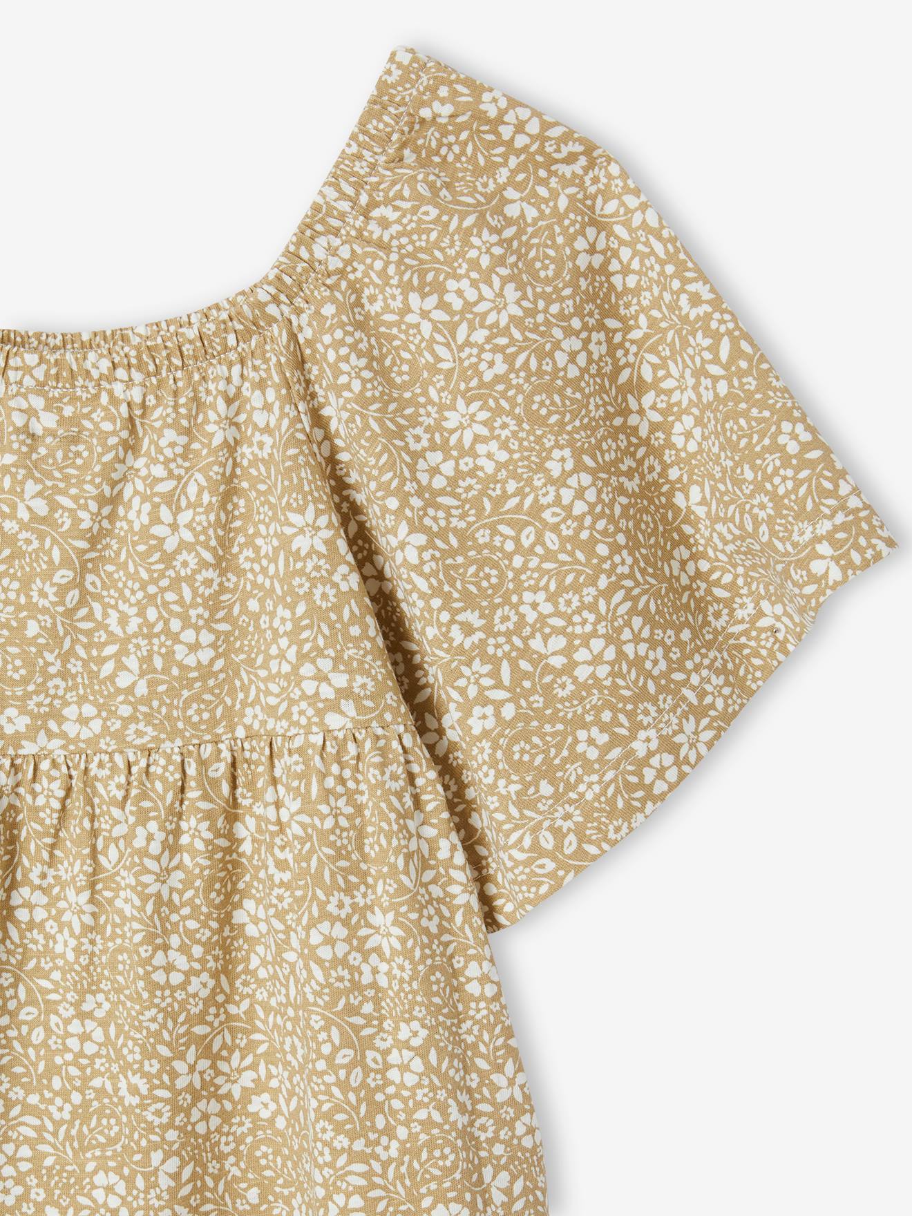Vertbaudet Mädchen Volantkleid Oeko-Tex - grün bedruckt