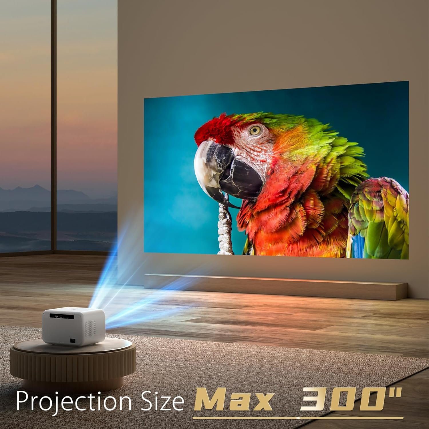 sainyer [Electric Fokus] 5G WiFi Mini Bluetooth 4K-Unterstützung Portabler Projektor (300 lm, ‎1920 x 1080 px, Video Projektor,300” Display, Outdoor Beamer für TV Stick/HDMI/USB)