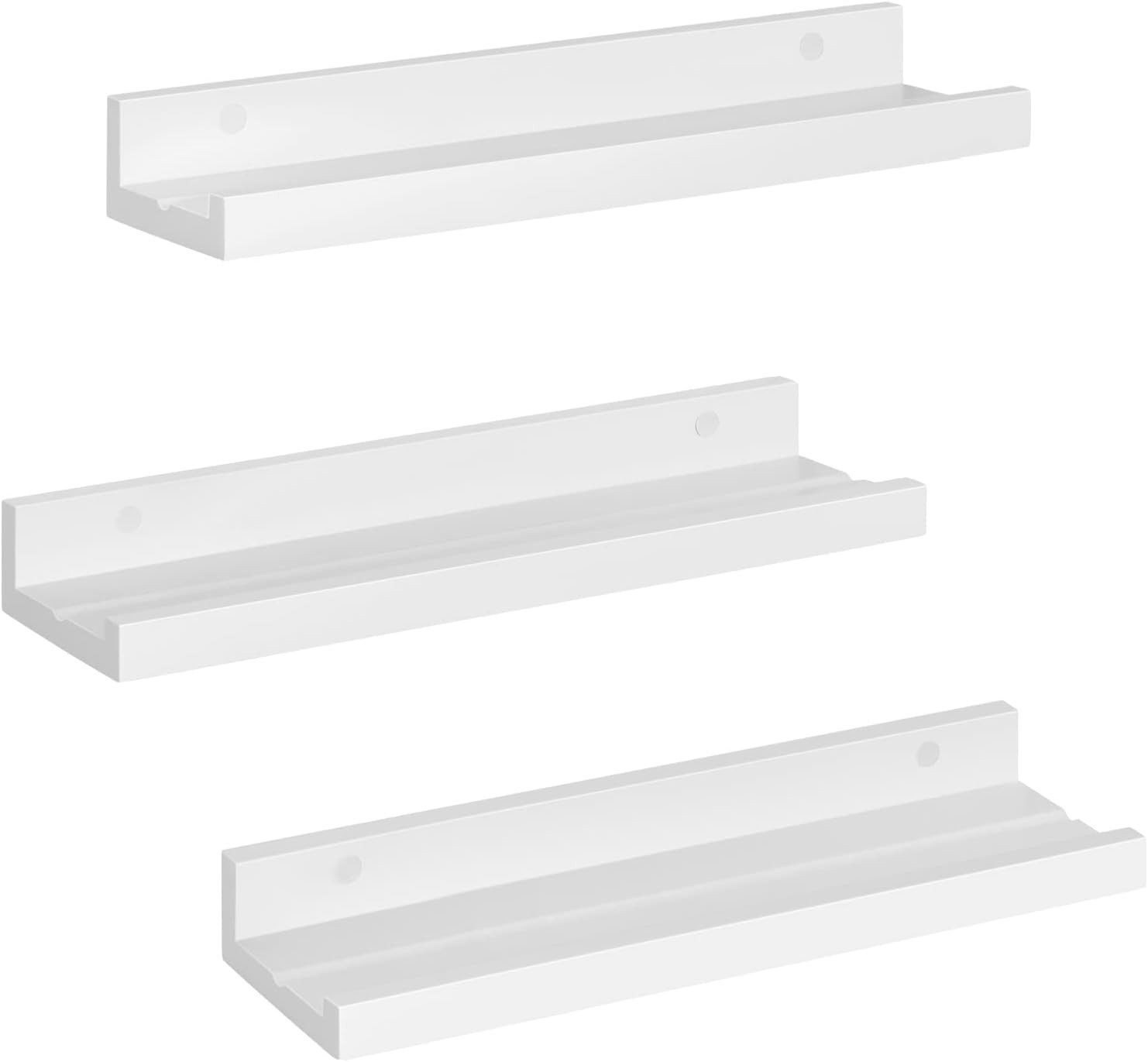 EUGAD Wandregal, Set 3-tlg., Schweberegal Weiß Bilderleiste aus MDF