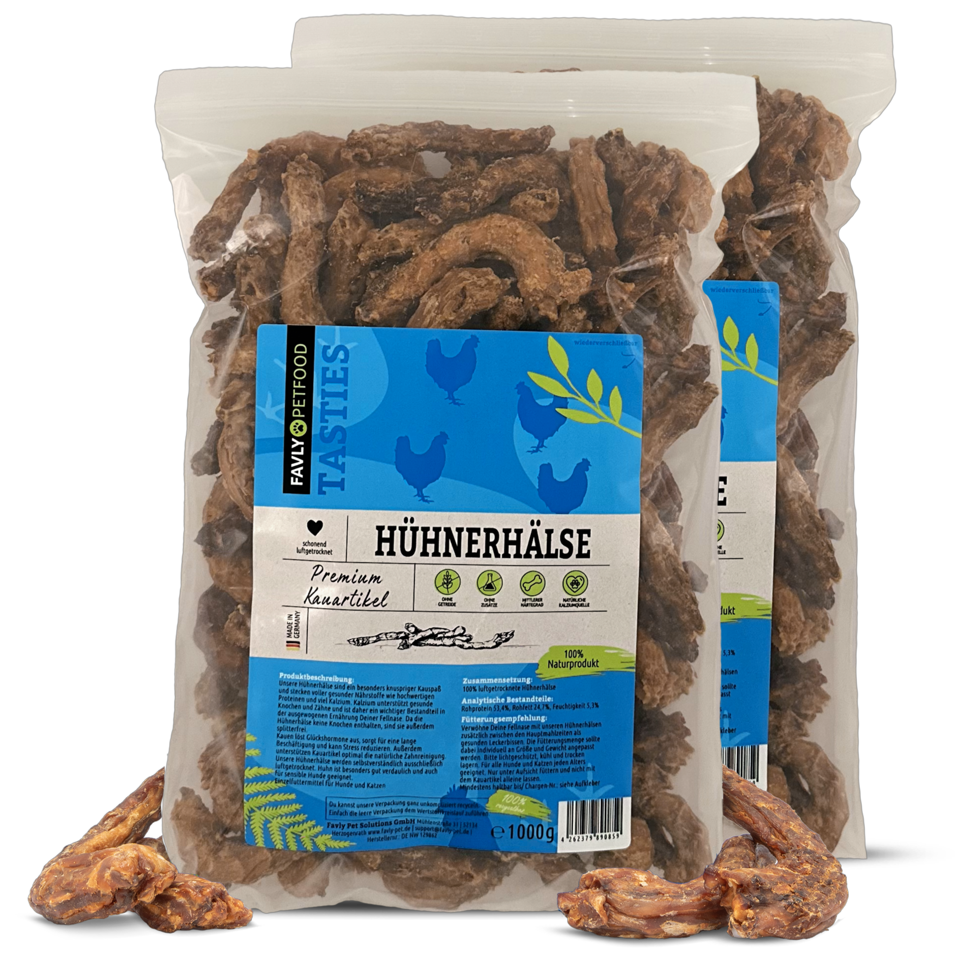 FAVLY Petfood Snacks FAVLY Petfood Hühnerhälse 2 kg