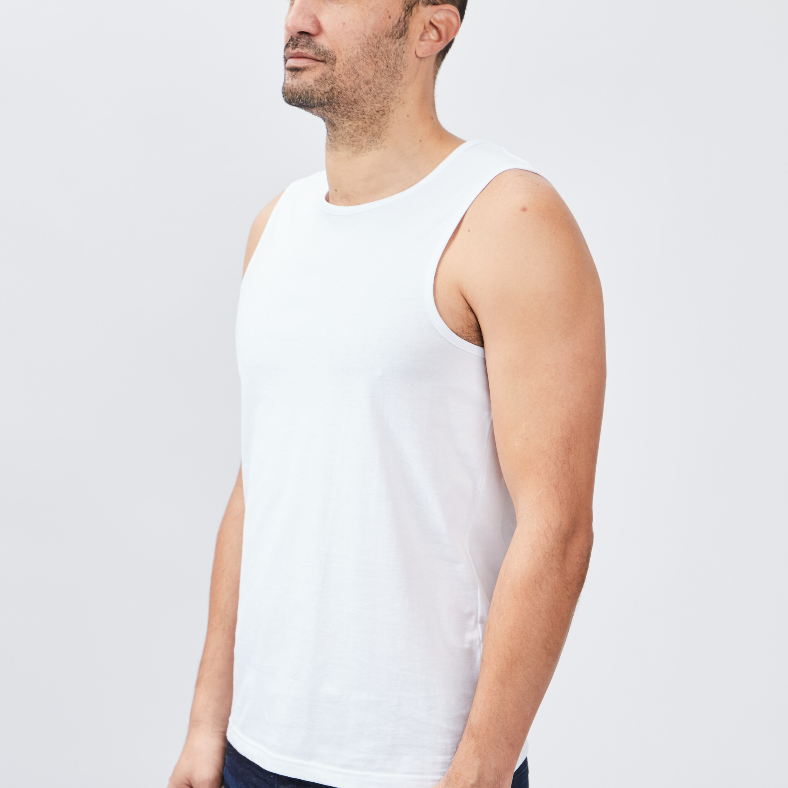 Débardeur bretelles larges blanc homme | La Halle