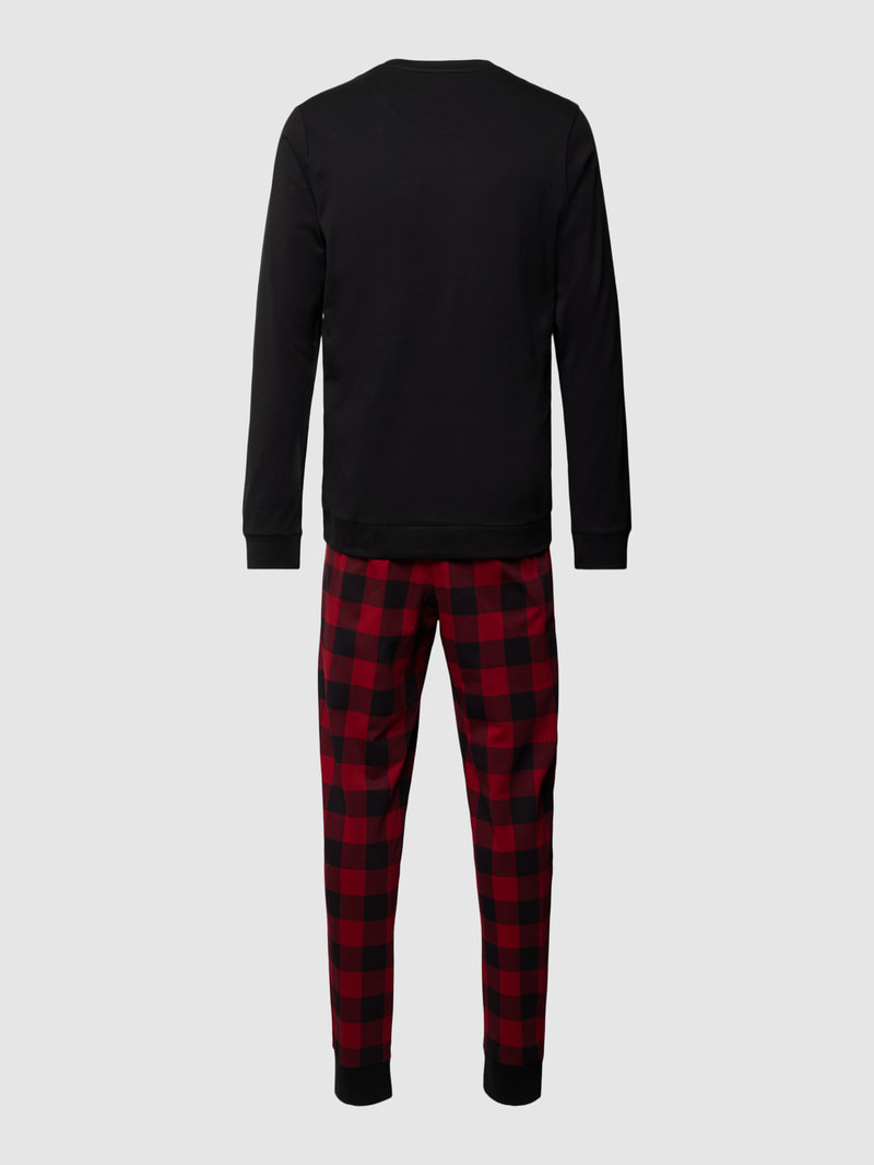 Pyjama mit Karomuster in schwarz