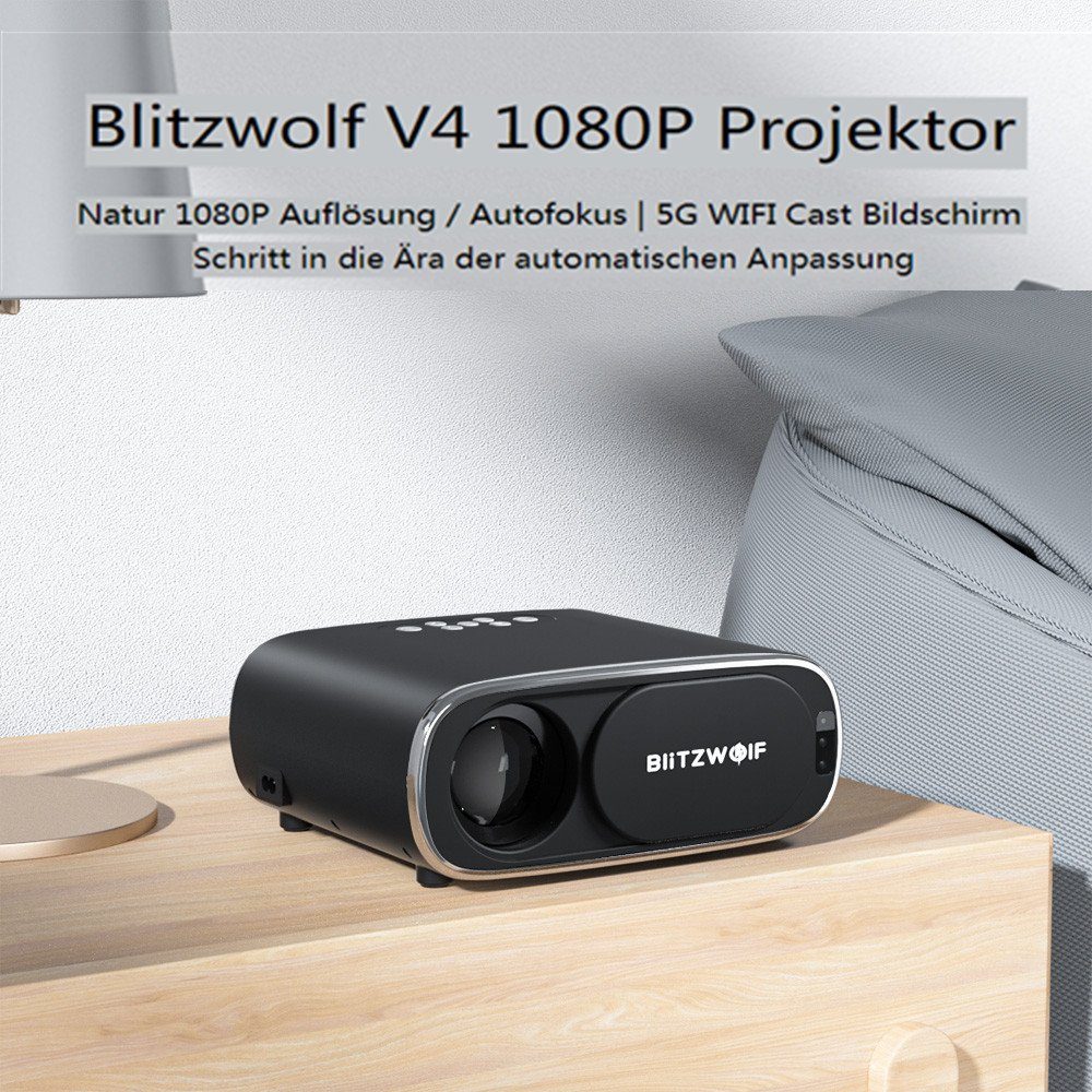BLiTZWOLF Beamer (1920 x 1080 px, 1000:1, 1080P-Projektor Autofokus, 5G WIFI Bluetooth 5.0, tragbar)
