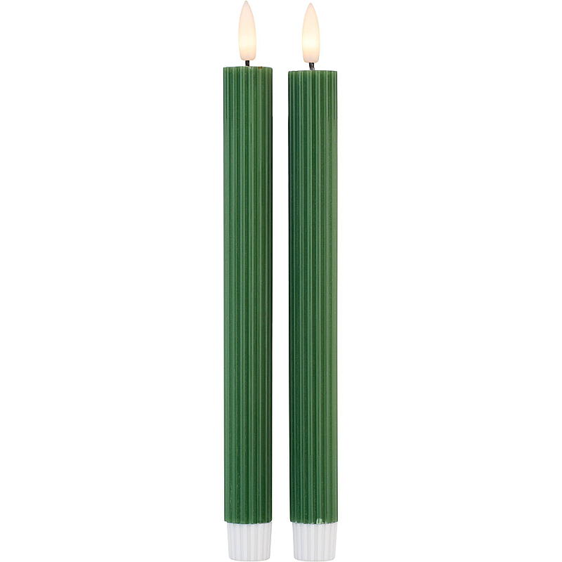 Vie Home Kronelys 2-pk 24 cm LED timer grønn