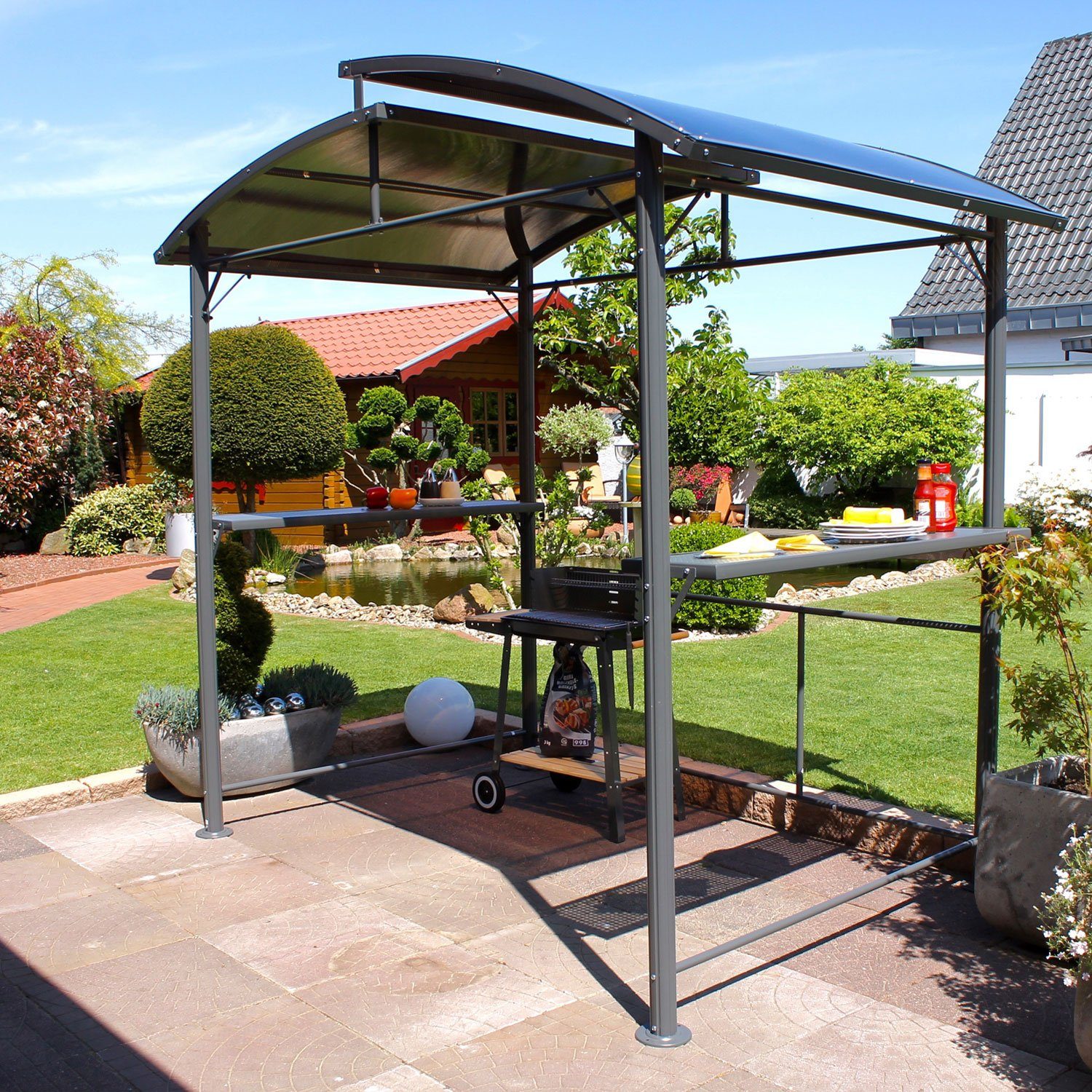 Leco Grillpavillon / Profi-Grillpavillon mit Polycarbonat-Dach