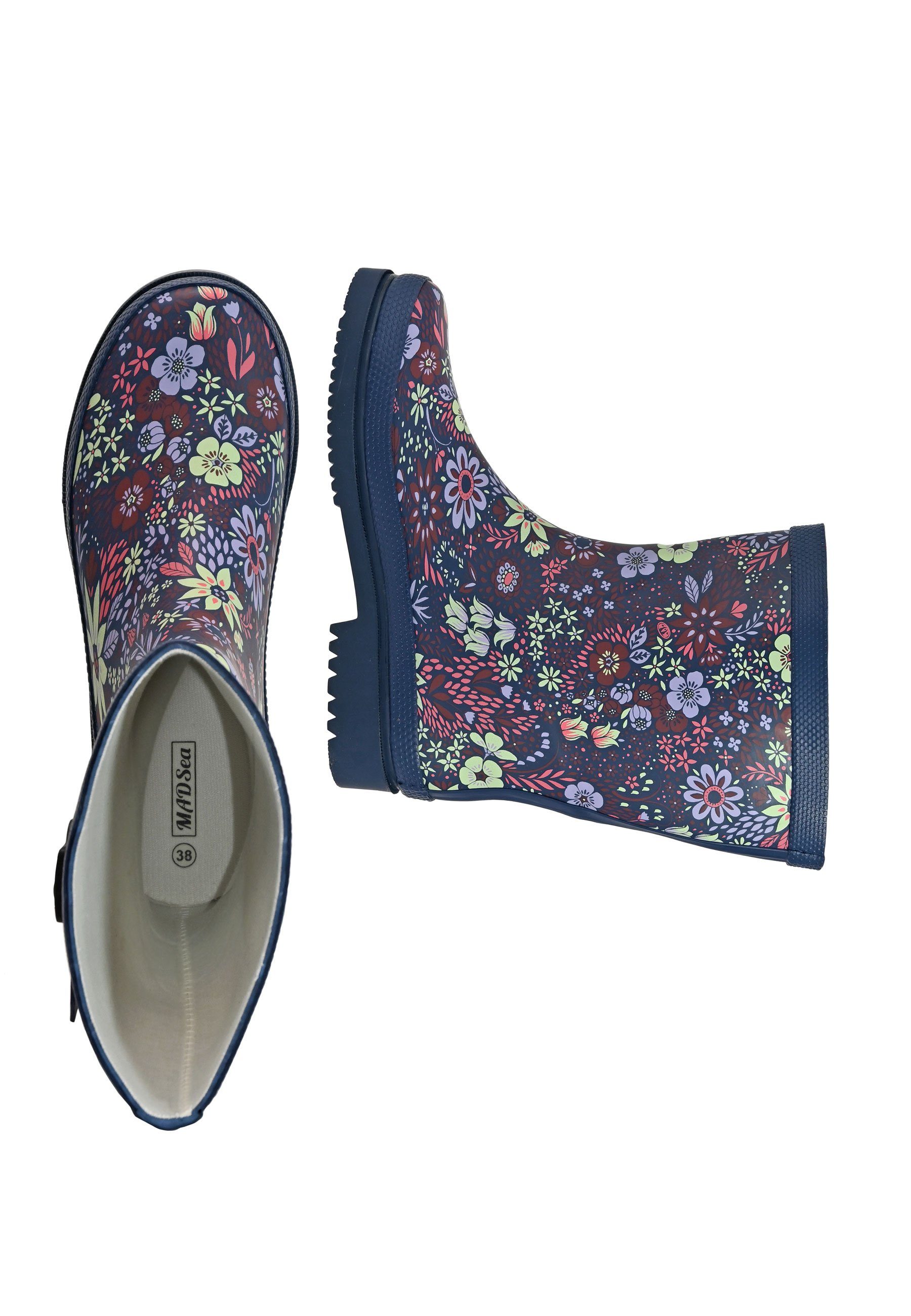 MADSea Flower Gummistiefel mit rutschfester Laufsohle und buntem Blumenprint