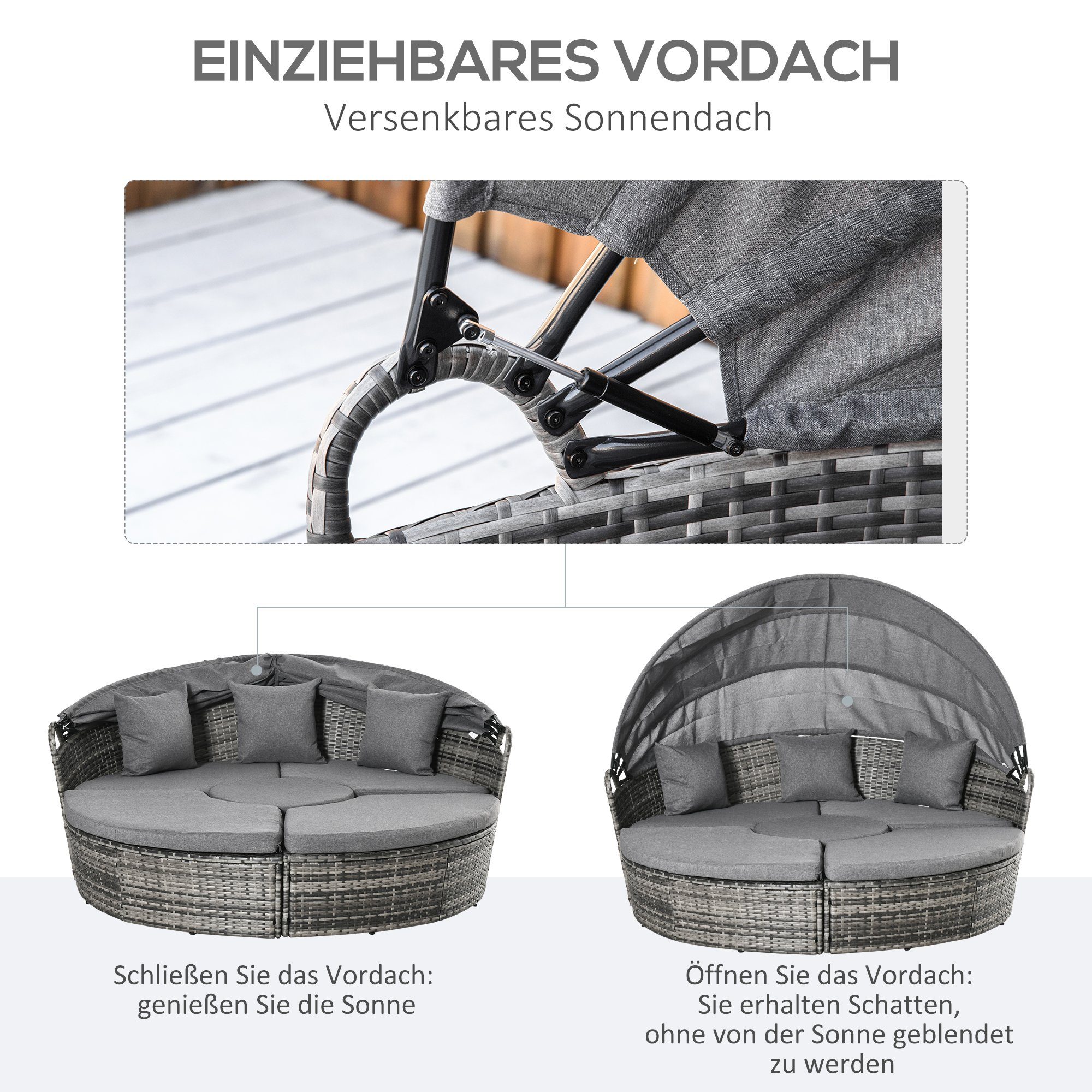 Outsunny Gartenliege Liege mit Loungefunktion