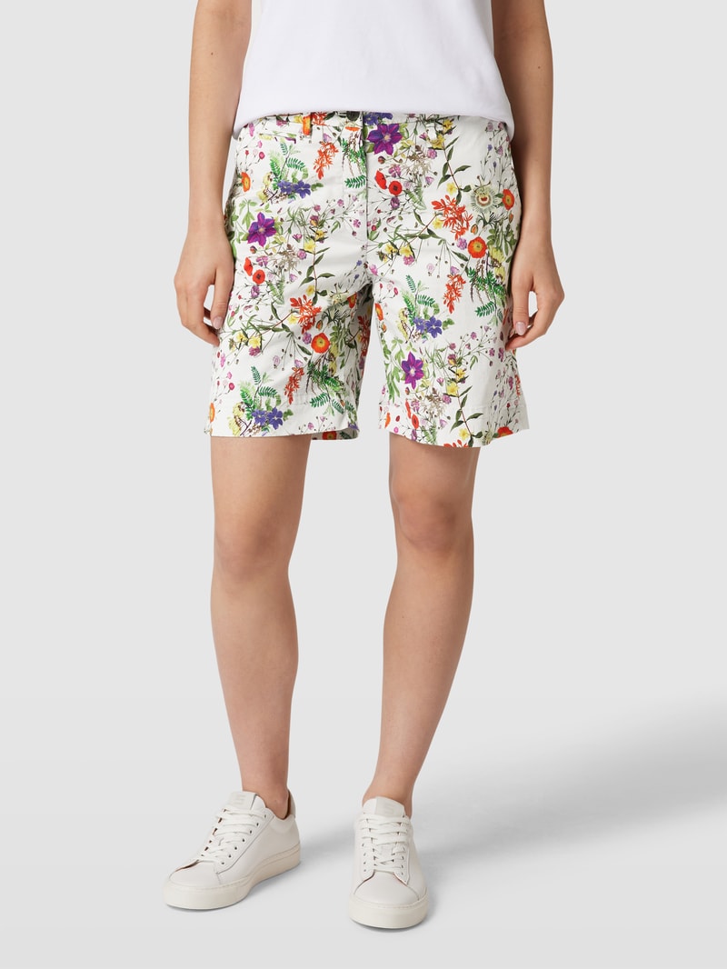 Bermudas mit Allover-Muster Modell 'JACQUELINE CURVY' in offwhite