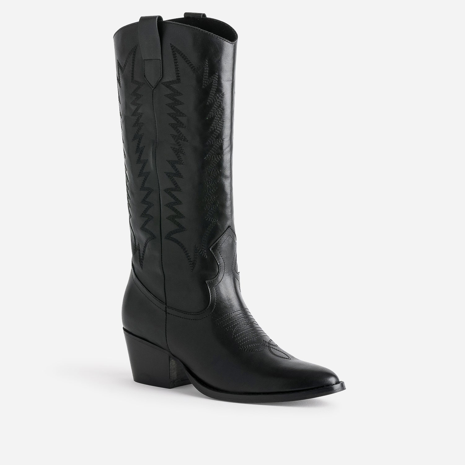 Botte noire cuir éco-conçue esprit santiag