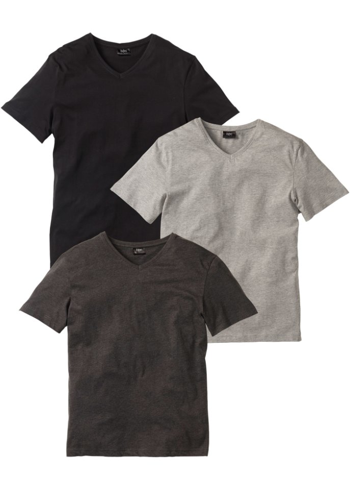 T-Shirt mit V-Ausschnitt (3er Pack)