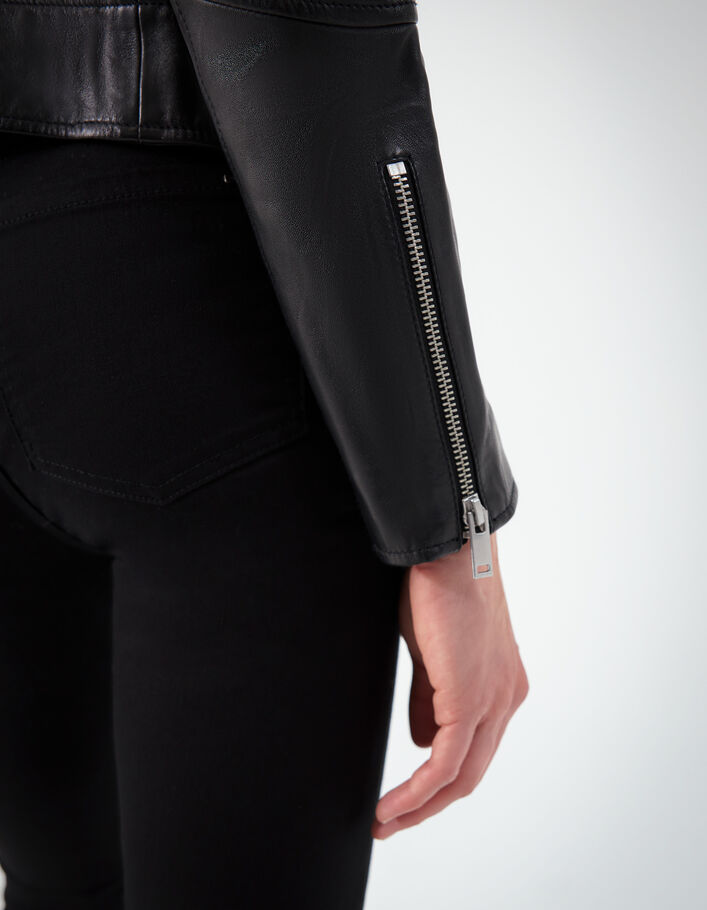 Blouson noir cuir d'agneau femme