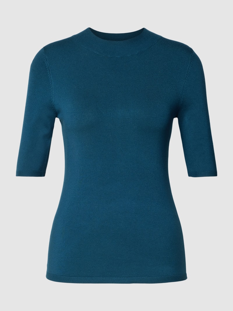 Strickshirt mit Rundhalsausschnitt in petrol