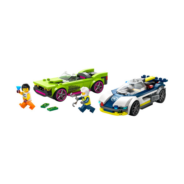 City Verfolgungsjagd mit Polizeiauto und Muscle Car 60415